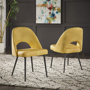 Kryston Retro Dining Chair with Curved Back Iron Legs and Upholstered Foam Seat