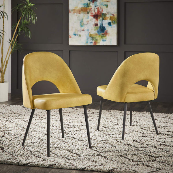 Kryston Retro Dining Chair with Curved Back Iron Legs and Upholstered Foam Seat