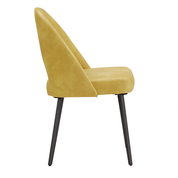 Kryston Retro Dining Chair with Curved Back Iron Legs and Upholstered Foam Seat