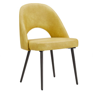 Kryston Retro Dining Chair with Curved Back Iron Legs and Upholstered Foam Seat
