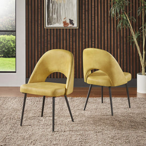 Kryston Retro Dining Chair with Curved Back Iron Legs and Upholstered Foam Seat
