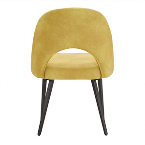 Kryston Retro Dining Chair with Curved Back Iron Legs and Upholstered Foam Seat