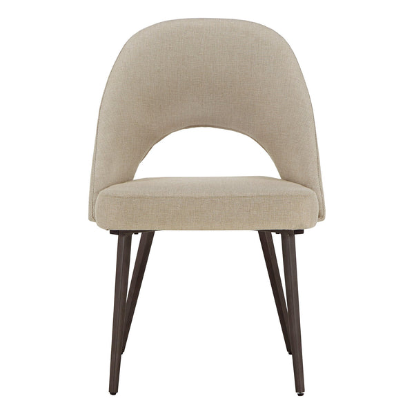 Krista Upholstered Fabric Dining Chair Set with Open Back and Iron Legs Mid Century