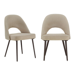 Krista Upholstered Fabric Dining Chair Set with Open Back and Iron Legs Mid Century