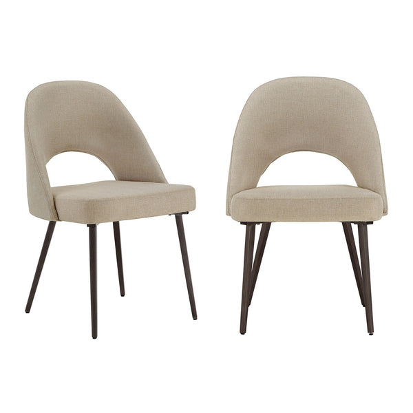 Krista Upholstered Fabric Dining Chair Set with Open Back and Iron Legs Mid Century