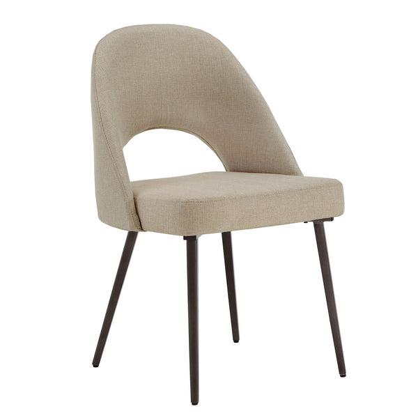 Krista Upholstered Fabric Dining Chair Set with Open Back and Iron Legs Mid Century