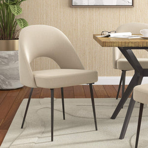 Krista Upholstered Fabric Dining Chair Set with Open Back and Iron Legs Mid Century