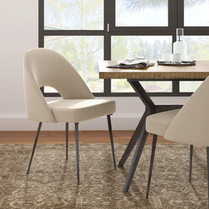 Krista Upholstered Fabric Dining Chair Set with Open Back and Iron Legs Mid Century