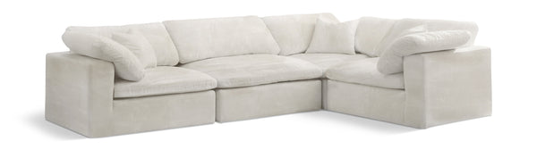 Cozy Cream Velvet Modular Sectional 634Cream-Sec4C Meridian Furniture