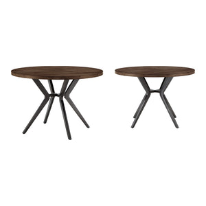Krista 45 Inch Round Pine Veneer Dining Table with Metal Base Seats Four People