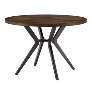 Krista 45 Inch Round Pine Veneer Dining Table with Metal Base Seats Four People