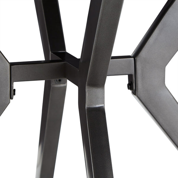 Krista 45 Inch Round Pine Veneer Dining Table with Metal Base Seats Four People