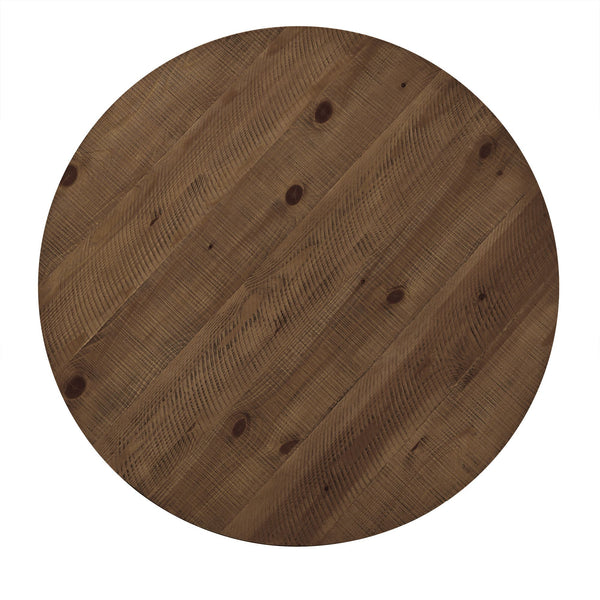 Krista 45 Inch Round Pine Veneer Dining Table with Metal Base Seats Four People