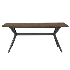 Krista 70 Inch Rectangular Dining Table with Iron Trestle Base Seats up to Six