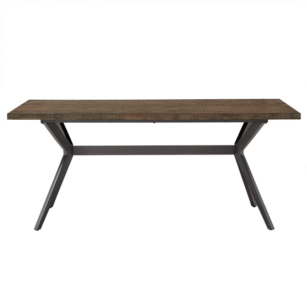 Krista 70 Inch Rectangular Dining Table with Iron Trestle Base Seats up to Six