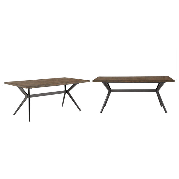 Krista 70 Inch Rectangular Dining Table with Iron Trestle Base Seats up to Six