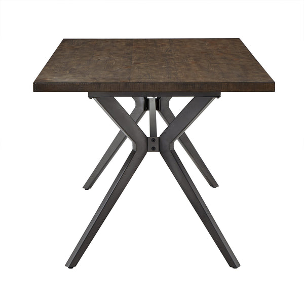 Krista 70 Inch Rectangular Dining Table with Iron Trestle Base Seats up to Six