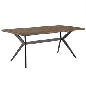 Krista 70 Inch Rectangular Dining Table with Iron Trestle Base Seats up to Six