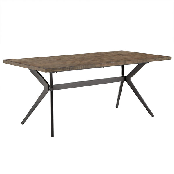 Krista 70 Inch Rectangular Dining Table with Iron Trestle Base Seats up to Six