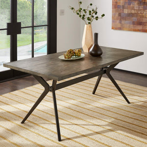 Krista 70 Inch Rectangular Dining Table with Iron Trestle Base Seats up to Six