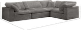 Cozy Grey Velvet Modular Sectional 634Grey-Sec4C Meridian Furniture