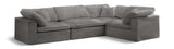 Cozy Grey Velvet Modular Sectional 634Grey-Sec4C Meridian Furniture