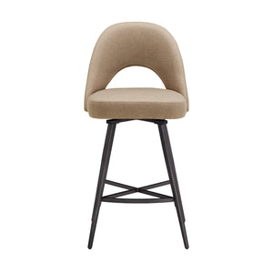 Homelegance Krista Mid-century Swivel Counter Stools Set of Two with Retro Curved Back Iron Frame Grey / Beige 634SW-24BF