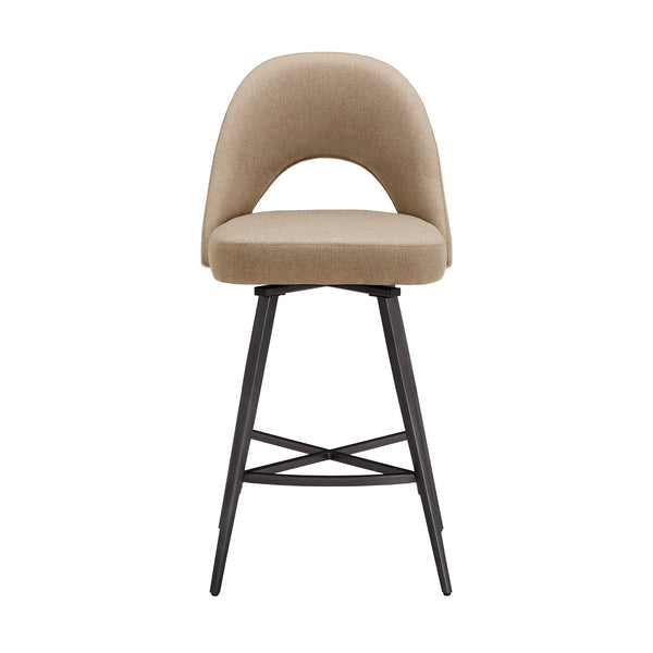 Homelegance Krista Mid-century Swivel Counter Stools Set of Two with Retro Curved Back Iron Frame Grey / Beige 634SW-24BF