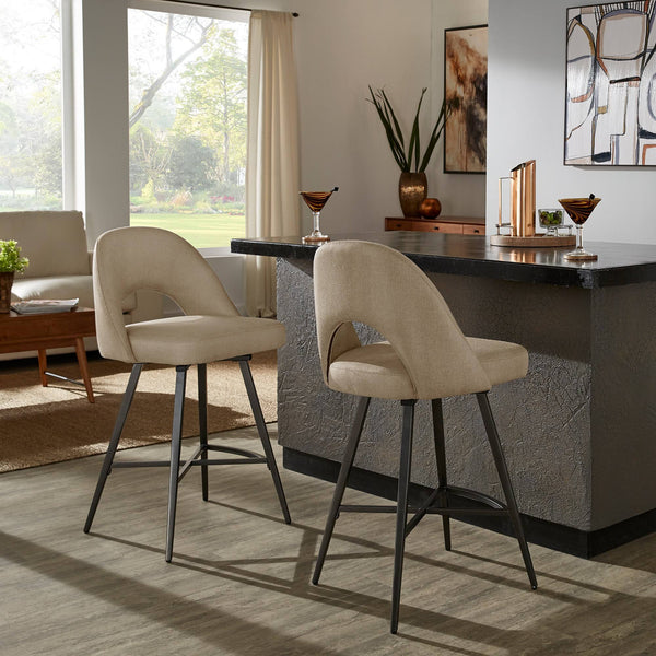 Krista Mid-century Swivel Counter Stools Set of Two with Retro Curved Back Iron Frame