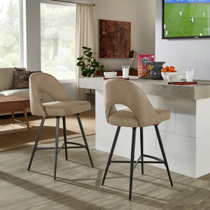 Krista Mid-century Swivel Counter Stools Set of Two with Retro Curved Back Iron Frame