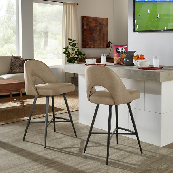 Krista Mid-century Swivel Counter Stools Set of Two with Retro Curved Back Iron Frame