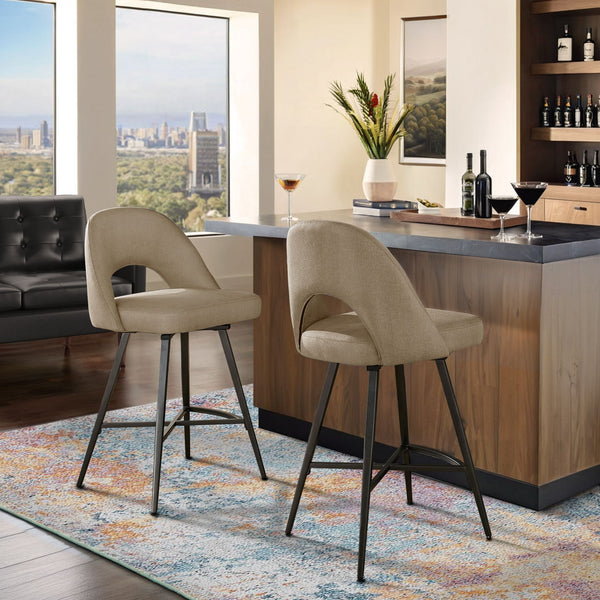 Krista Mid-century Swivel Counter Stools Set of Two with Retro Curved Back Iron Frame