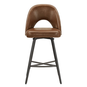 Kryston Retro Swivel Counterstools Set of Two with Cutout Back and Foam Cushion Seat