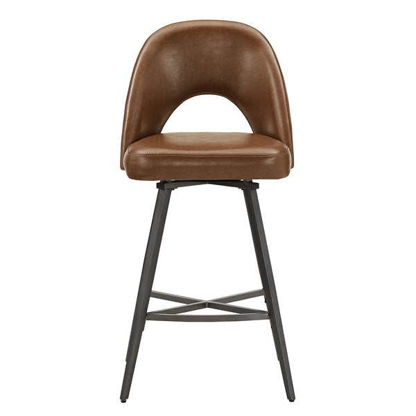 Kryston Retro Swivel Counterstools Set of Two with Cutout Back and Foam Cushion Seat