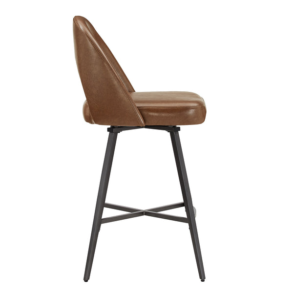 Kryston Retro Swivel Counterstools Set of Two with Cutout Back and Foam Cushion Seat