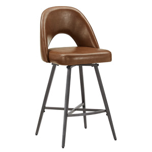 Kryston Retro Swivel Counterstools Set of Two with Cutout Back and Foam Cushion Seat