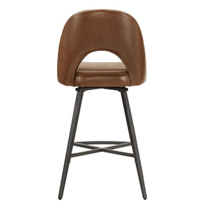 Kryston Retro Swivel Counterstools Set of Two with Cutout Back and Foam Cushion Seat