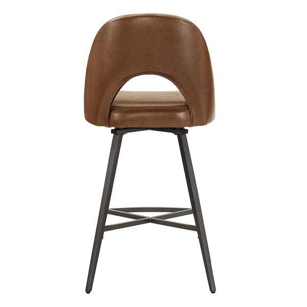 Kryston Retro Swivel Counterstools Set of Two with Cutout Back and Foam Cushion Seat