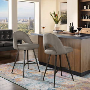 Krista Mid-century Swivel Counter Stools Set of Two with Retro Curved Back Iron Frame