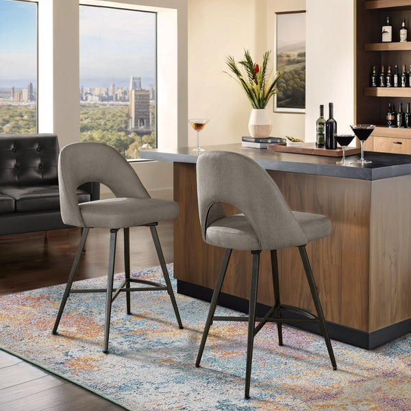 Krista Mid-century Swivel Counter Stools Set of Two with Retro Curved Back Iron Frame