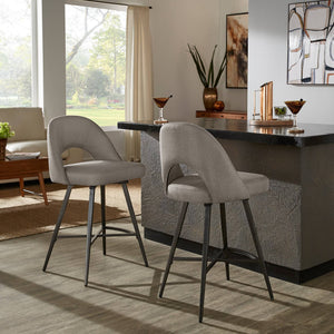 Krista Mid-century Swivel Counter Stools Set of Two with Retro Curved Back Iron Frame