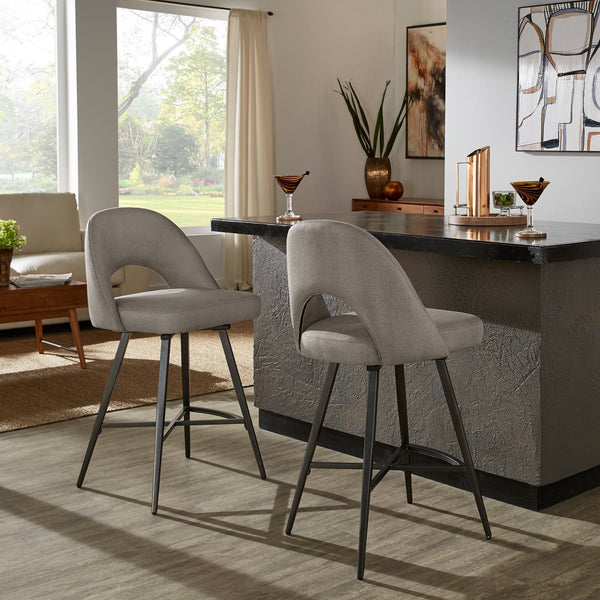 Krista Mid-century Swivel Counter Stools Set of Two with Retro Curved Back Iron Frame