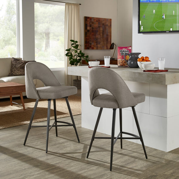 Krista Mid-century Swivel Counter Stools Set of Two with Retro Curved Back Iron Frame