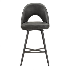 Kryston Retro Swivel Counterstools Set of Two with Cutout Back and Foam Cushion Seat