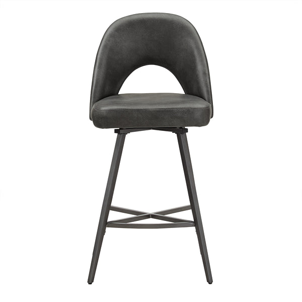 Kryston Retro Swivel Counterstools Set of Two with Cutout Back and Foam Cushion Seat