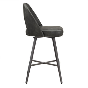 Kryston Retro Swivel Counterstools Set of Two with Cutout Back and Foam Cushion Seat