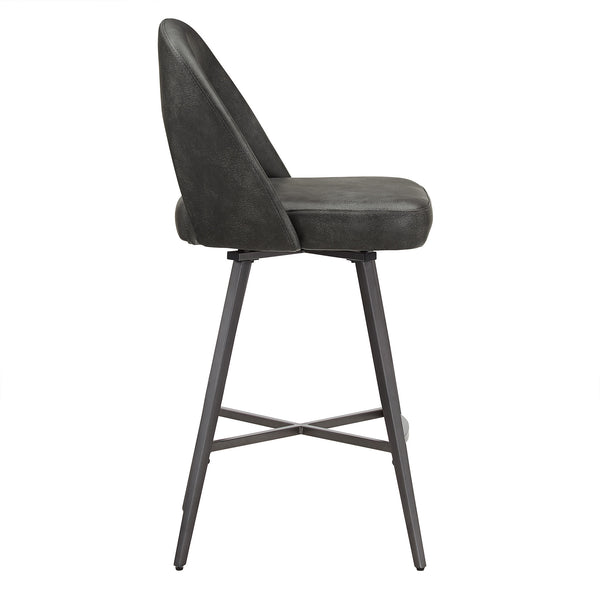 Kryston Retro Swivel Counterstools Set of Two with Cutout Back and Foam Cushion Seat