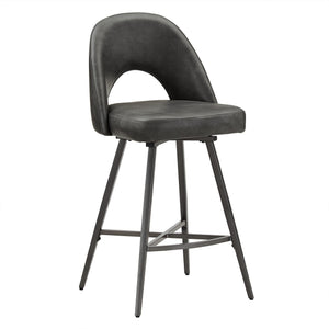 Kryston Retro Swivel Counterstools Set of Two with Cutout Back and Foam Cushion Seat