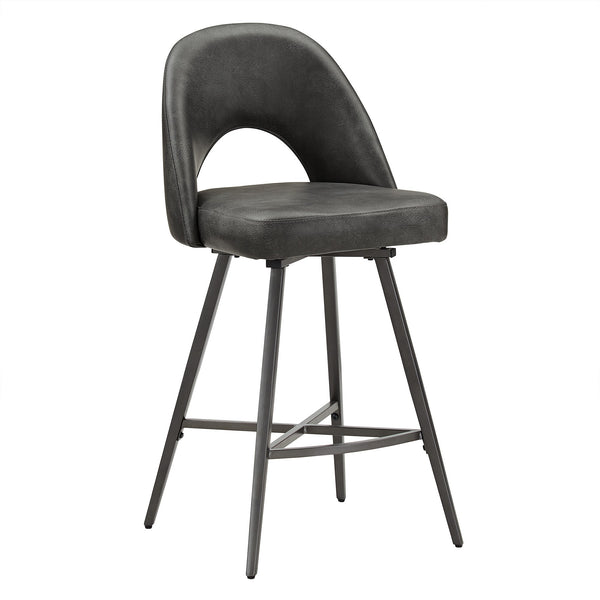 Kryston Retro Swivel Counterstools Set of Two with Cutout Back and Foam Cushion Seat