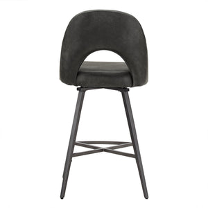 Kryston Retro Swivel Counterstools Set of Two with Cutout Back and Foam Cushion Seat